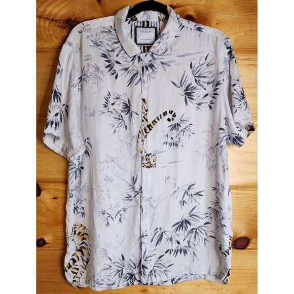 Denim & Flower Ricky Singh Tiger/Bamboo Button Up Shirt Size XL, Preowned. - Picture 11 of 16